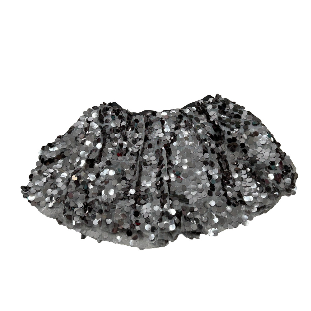 NWT Rachel‎ Parcell Girls Silver Sequin Elastic Waist Lined Mini Skirt Size 4
